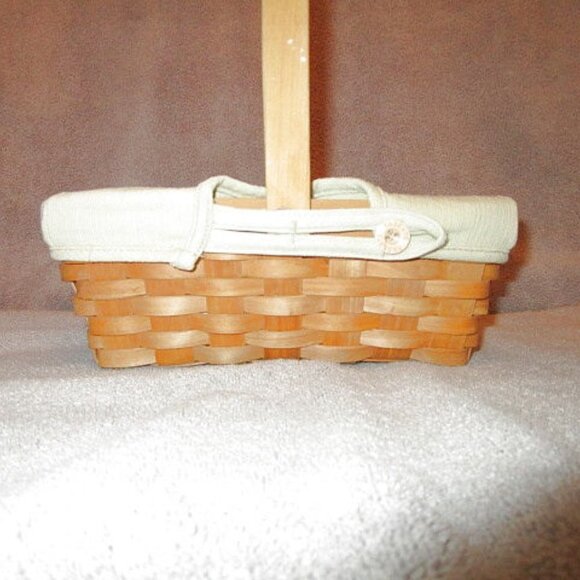 VINTAGE Taskets RENAISSANCE Woven Wood  BASKET With LINER Bread HANDLE Decor - Picture 5 of 11